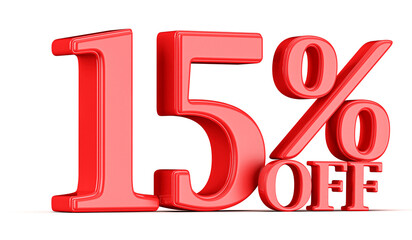 15 Percent Off Discount Promotion Red Number
