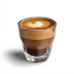  freshly brewed coffee in glass isolated on white background