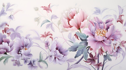 Obraz premium Romantic retro painted floral background poster decorative painting 