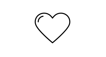 Simple Line Art Heart: Minimalist Black Outline Icon
