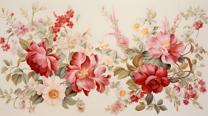Romantic retro painted floral background poster decorative painting 