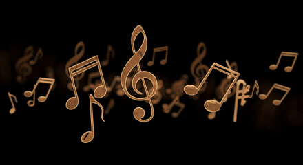 Elegant Brown Musical Notes and Treble Clef Design for Music Related Projects Backgrounds and Branding