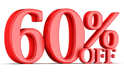 60 Percent Off Discount Promotion Red Number