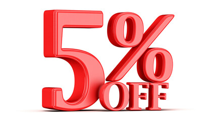 5 Percent Off Discount Promotion Red Number