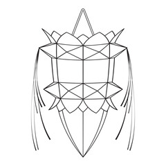 black outline vesak lantern vector art