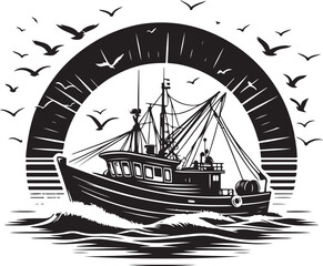 Fishing boat vector