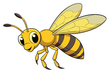 cartoon wasp flying on white