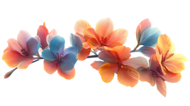 Vibrant flowers in soft gradient colors on display