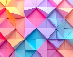 Fototapeta premium An abstract 3D geometric pattern with vibrant colors and soft lighting, modern and minimal