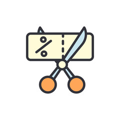 Discount colored icons, minimalist vector illustration ,simple transparent graphic element .Isolated on white background