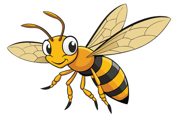 cartoon wasp flying on white