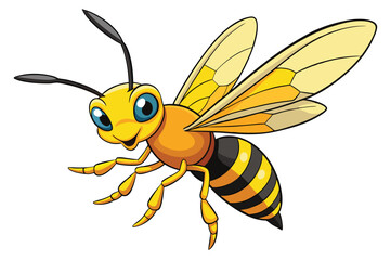 cartoon wasp flying on white