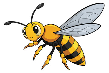 cartoon wasp flying on white