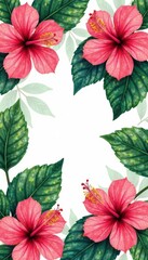 Hibiscus leaves with watercolor effect in tropical pattern, pattern, orchid, foliage