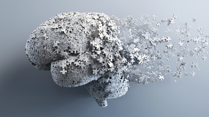 Brain made of puzzle pieces coming together