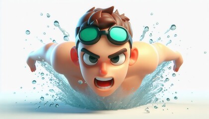 Dynamic swimming competition poolside 3d animation exciting environment close-up view action-packed