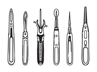 Needle holder line art drawing design