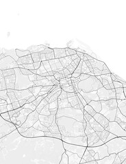 Edinburgh, Scotland. Perfect for posters, printing, wallpaper, and home decor. Contains information on places of interest, roads, toll roads, rivers, mountains, parks, etc