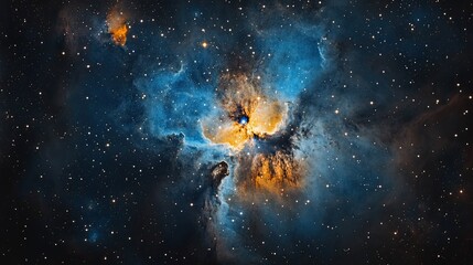 Fototapeta premium Cosmic Nebula In Deep Space With Blue And Orange Hues