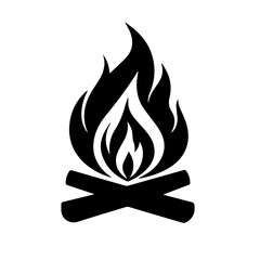 A bonfire with charcoal icons design for templates.