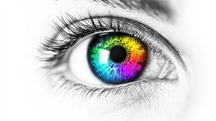 Vibrant spectrum of color within a human eye.