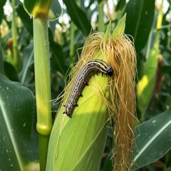 Pest Alert Fall Armyworm Eating Corn Plant in Real Agricultural Field