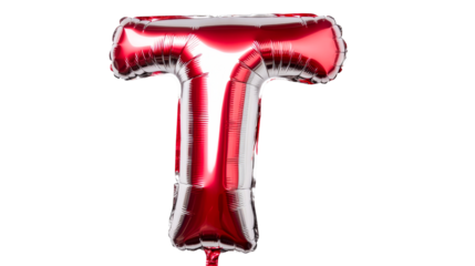 Balloon shaped like the letter T in bright colors