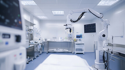 A robotic arm in an AI managed cleanroom, assembling parts for high-precision robots used in semiconductor manufacturing, Tech-tech style