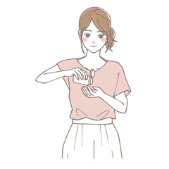 サプリメントを飲んでいる女性のイラスト