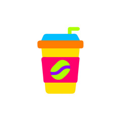 Fototapeta premium Colorful coffee cup illustration with a straw 