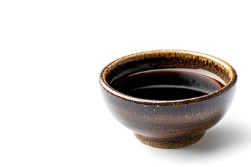 Soy Sauce in Ceramic Bowl on white background