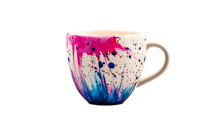 Colorful ceramic cup with splashes of paint