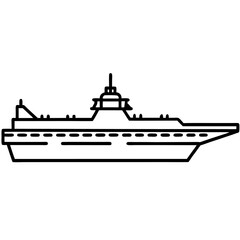 Obraz premium Aircraft carrier vector line art on white background
