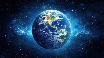 Earth in Space: A Detailed View of Planet Earth Against a Cosmic Background