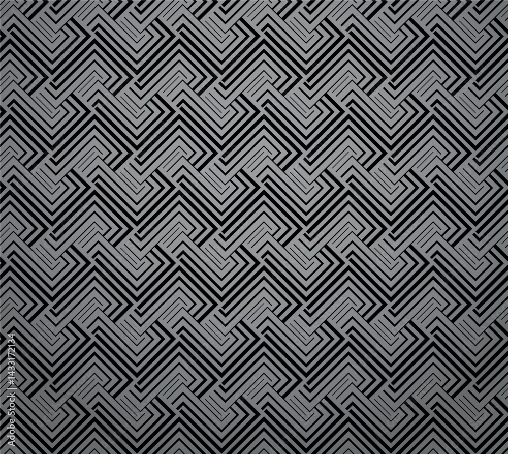 Poster Abstract geometric pattern with stripes, lines. Seamless vector background. Gray and black ornament. Simple lattice graphic design