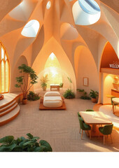 lghting, warm tones, surreal decor, modern fantasy, 