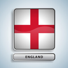 Fototapeta premium England flag square button Isolated on color gradient background. Exclusive Icon flag