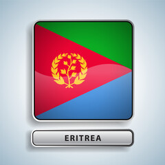Eritrea flag square button Isolated on color gradient background. Exclusive Icon flag