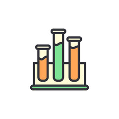 Test tube colored icons, minimalist vector illustration ,simple transparent graphic element .Isolated on white background