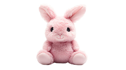 Cute pink bunny plush toy sitting up
