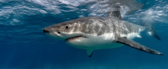Fototapeta premium Great white shark underwater (3)