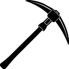 Pickaxe Silhouette in Black | Mining Tool Vector for Construction, Craft & Survival