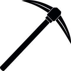 Pickaxe Silhouette in Black | Mining Tool Vector for Construction, Craft & Survival