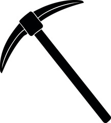 Pickaxe Silhouette in Black | Mining Tool Vector for Construction, Craft & Survival