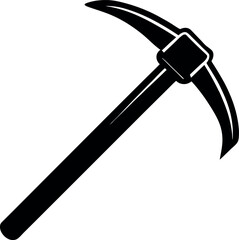 Pickaxe Silhouette in Black | Mining Tool Vector for Construction, Craft & Survival