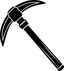 Pickaxe Silhouette in Black | Mining Tool Vector for Construction, Craft & Survival