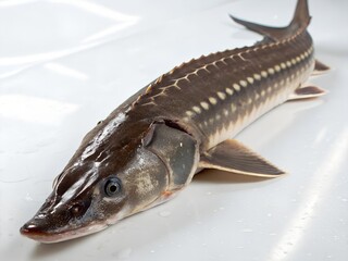 Sturgeon fish on white background