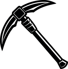 Pickaxe Silhouette in Black | Mining Tool Vector for Construction, Craft & Survival