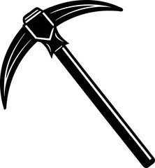 Pickaxe Silhouette in Black | Mining Tool Vector for Construction, Craft & Survival