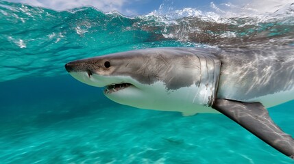 Naklejka premium Great white shark underwater